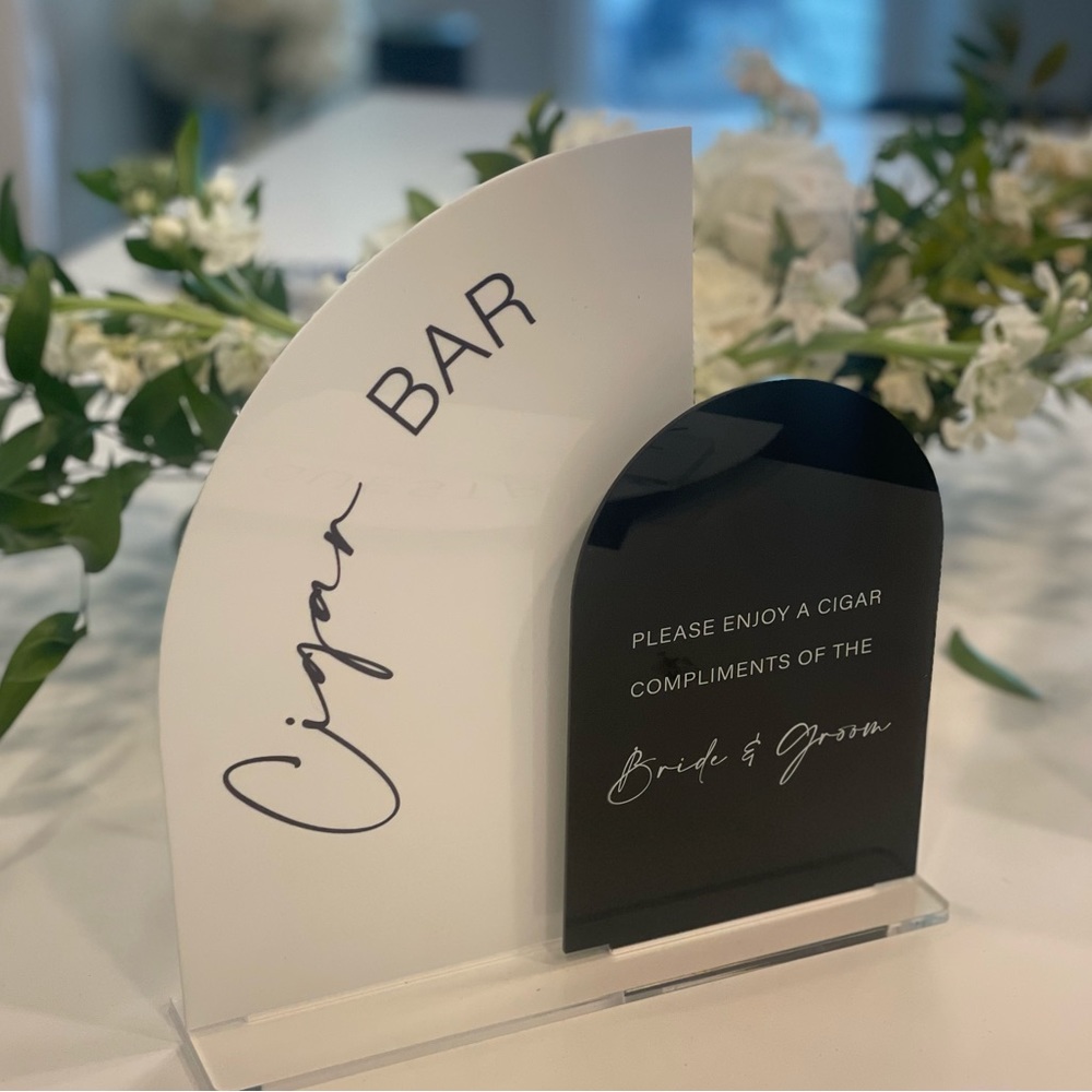 Cigar bar sign for wedding acrylic